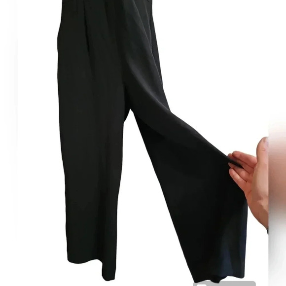 LOFT Outlet Black Short Sleeve Wide Leg Jumpsuit Size 6 Classic Career Preppy - Picture 4 of 9